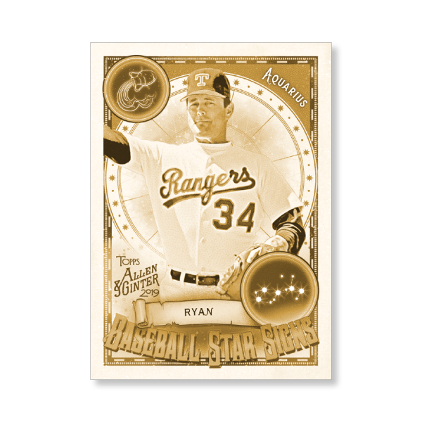Nolan Ryan 2019 Topps Allen & Ginter Oversized Baseball Star Signs Poster Gold Ed. # to 1- artbble-pos-19agbb-7427-gold-s