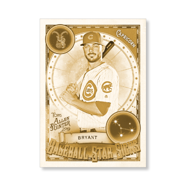 Kris Bryant 2019 Topps Allen & Ginter Oversized Baseball Star Signs Poster Gold Ed. # to 1- artbble-pos-19agbb-7428-gold-s