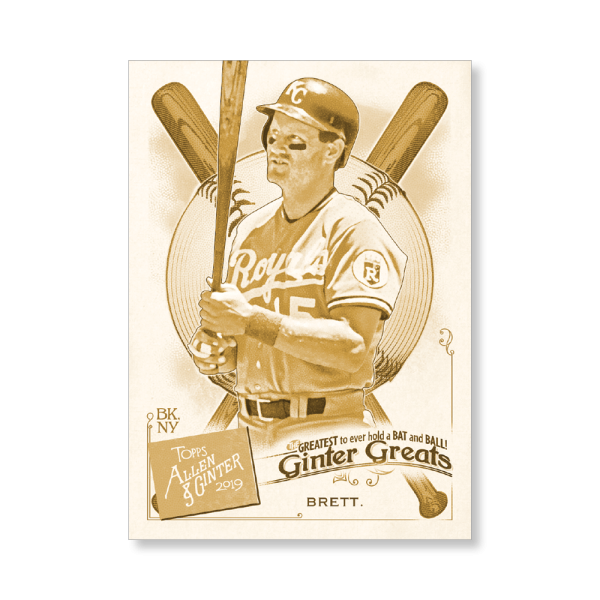 George Brett 2019 Topps Allen & Ginter Oversized Ginter Greats Poster Gold Ed. # to 1- artbble-pos-19agbb-7853-gold-s