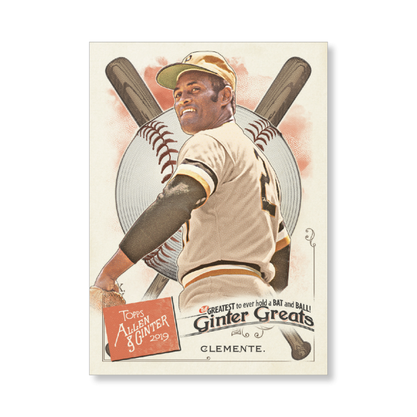 Roberto Clemente 2019 Topps Allen & Ginter Oversized Ginter Greats Poster # to 99- artbble-pos-19agbb-7856-s