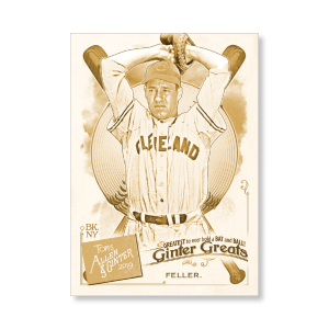 Bob Feller 2019 Topps Allen & Ginter Oversized Ginter Greats Poster Gold Ed. # to 1- artbble-pos-19agbb-7858-gold-s
