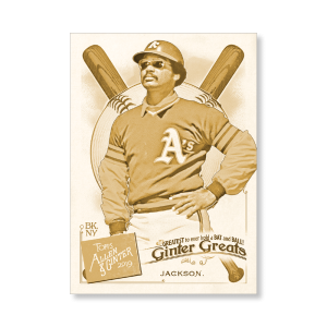 Reggie Jackson 2019 Topps Allen & Ginter Oversized Ginter Greats Poster Gold Ed. # to 1- artbble-pos-19agbb-7865-gold-s