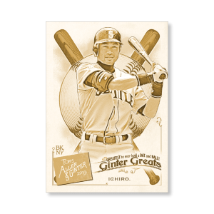 Ichiro 2019 Topps Allen & Ginter Oversized Ginter Greats Poster Gold Ed. # to 1- artbble-pos-19agbb-7893-gold-s