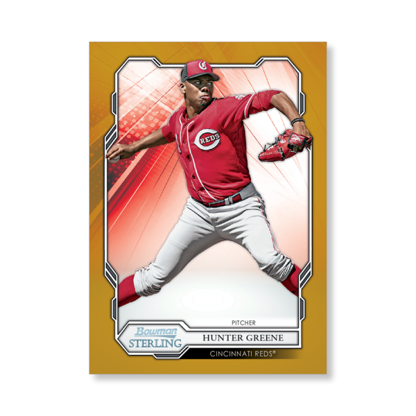Hunter Greene 2019 Bowman Sterling Base Prospect Cards Poster Gold Ed. # to 1- artbble-pos-19bsbb-1021-gold-s