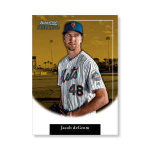 Jacob deGrom 2019 Bowman Sterling Retrospect Poster Gold Ed. # to 1- artbble-pos-19bsbb-2012-gold-s