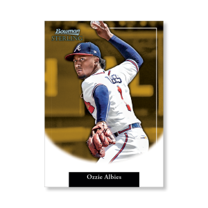 Ozzie Albies 2019 Bowman Sterling Retrospect Poster Gold Ed. # to 1- artbble-pos-19bsbb-2022-gold-s