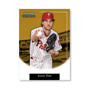 Aaron Nola 2019 Bowman Sterling Retrospect Poster Gold Ed. # to 1- artbble-pos-19bsbb-2024-gold-s