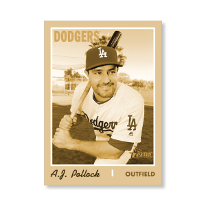 A.J. Pollock 2019 Heritage High Number Base Cards Poster Gold Ed. # to 1- artbble-pos-19hbhn-1004-gold-s