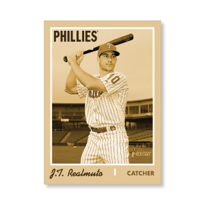 J.T. Realmuto 2019 Heritage High Number Base Cards Poster Gold Ed. # to 1- artbble-pos-19hbhn-1024-gold-s