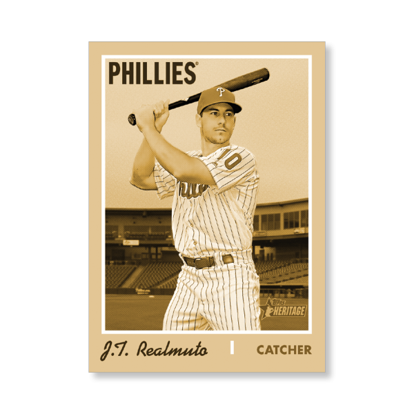 J.T. Realmuto 2019 Heritage High Number Base Cards Poster Gold Ed. # to 1- artbble-pos-19hbhn-1024-gold-s