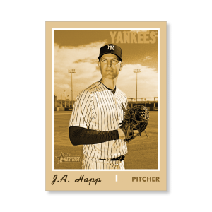 J.A. Happ 2019 Heritage High Number Base Cards Poster Gold Ed. # to 1- artbble-pos-19hbhn-1035-gold-s