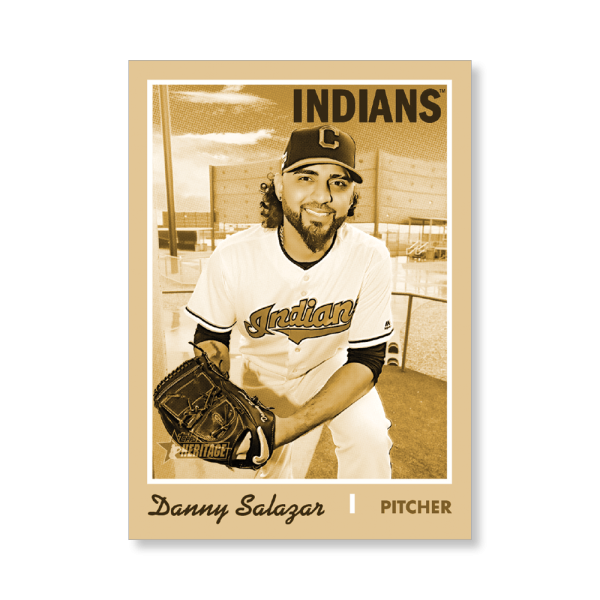 Danny Salazar 2019 Heritage High Number Base Cards Poster Gold Ed. # to 1- artbble-pos-19hbhn-1046-gold-s
