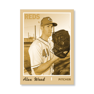 Alex Wood 2019 Heritage High Number Base Cards Poster Gold Ed. # to 1- artbble-pos-19hbhn-1050-gold-s