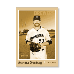 Brandon Woodruff 2019 Heritage High Number Base Cards Poster Gold Ed. # to 1- artbble-pos-19hbhn-1067-gold-s