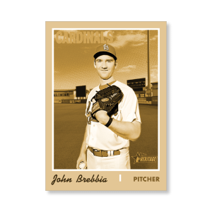 John Brebbia 2019 Heritage High Number Base Cards Poster Gold Ed. # to 1- artbble-pos-19hbhn-1070-gold-s