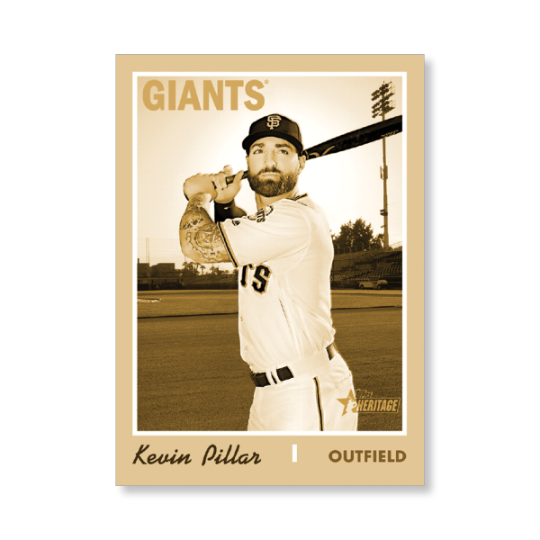 Kevin Pillar 2019 Heritage High Number Base Cards Poster Gold Ed. # to 1- artbble-pos-19hbhn-1086-gold-s