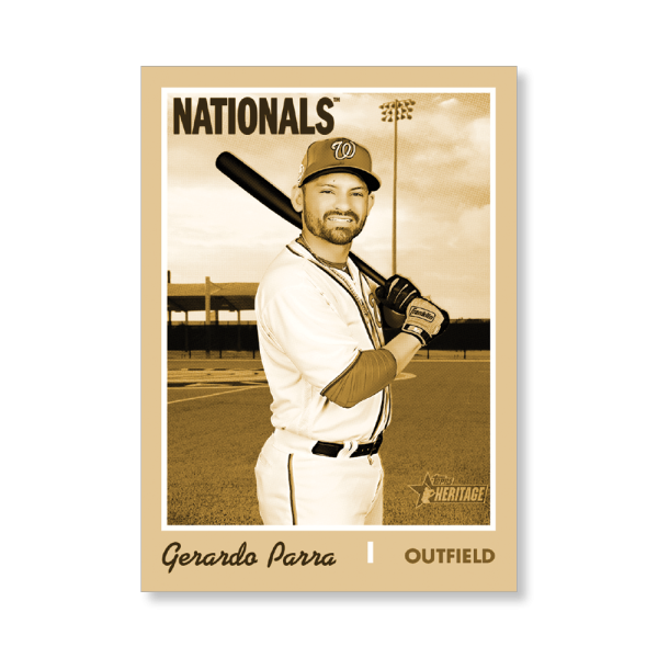 Gerardo Parra 2019 Heritage High Number Base Cards Poster Gold Ed. # to 1- artbble-pos-19hbhn-1087-gold-s