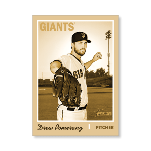 Drew Pomeranz 2019 Heritage High Number Base Cards Poster Gold Ed. # to 1- artbble-pos-19hbhn-1089-gold-s