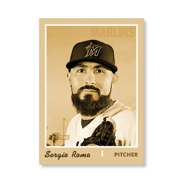 Sergio Romo 2019 Heritage High Number Base Cards Poster Gold Ed. # to 1- artbble-pos-19hbhn-1099-gold-s
