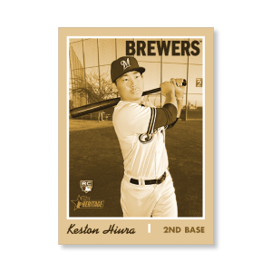 Keston Hiura 2019 Heritage High Number Base Cards Poster Gold Ed. # to 1- artbble-pos-19hbhn-1102-gold-s