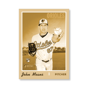 John Means 2019 Heritage High Number Base Cards Poster Gold Ed. # to 1- artbble-pos-19hbhn-1176-gold-s