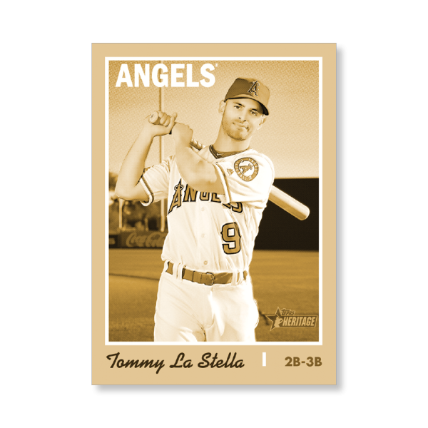 Tommy La Stella 2019 Heritage High Number Base Cards Poster Gold Ed. # to 1- artbble-pos-19hbhn-1186-gold-s