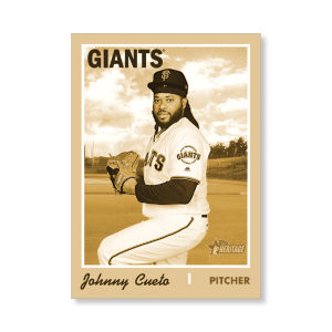 Johnny Cueto 2019 Heritage High Number Base Card Short Printed Cards Poster Gold Ed. # to 1- artbble-pos-19hbhn-2136-gold-s