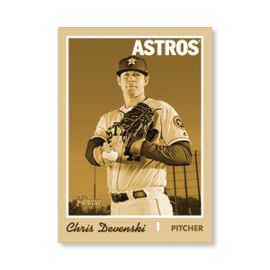 Chris Devenski 2019 Heritage High Number Base Card Short Printed Cards Poster Gold Ed. # to 1- artbble-pos-19hbhn-2138-gold-s