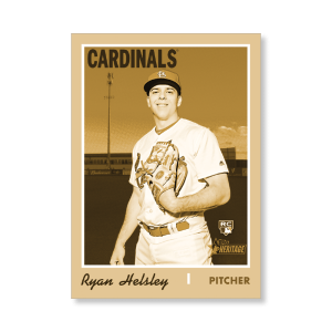 Ryan Helsley 2019 Heritage High Number Base Card Short Printed Cards Poster Gold Ed. # to 1- artbble-pos-19hbhn-2142-gold-s
