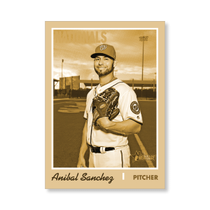 Anibal Sanchez 2019 Heritage High Number Base Card Short Printed Cards Poster Gold Ed. # to 1- artbble-pos-19hbhn-2145-gold-s