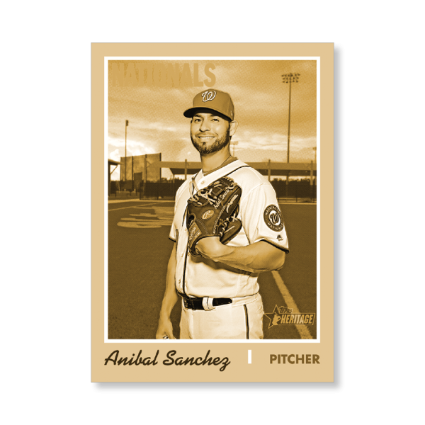 Anibal Sanchez 2019 Heritage High Number Base Card Short Printed Cards Poster Gold Ed. # to 1- artbble-pos-19hbhn-2145-gold-s