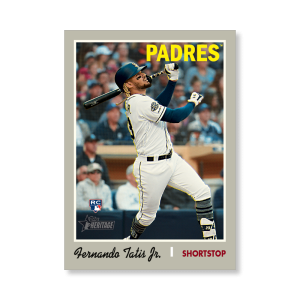 Fernando Tatis Jr. 2019 Heritage High Number Action Image Variations Poster # to 99- artbble-pos-19hbhn-2501-s