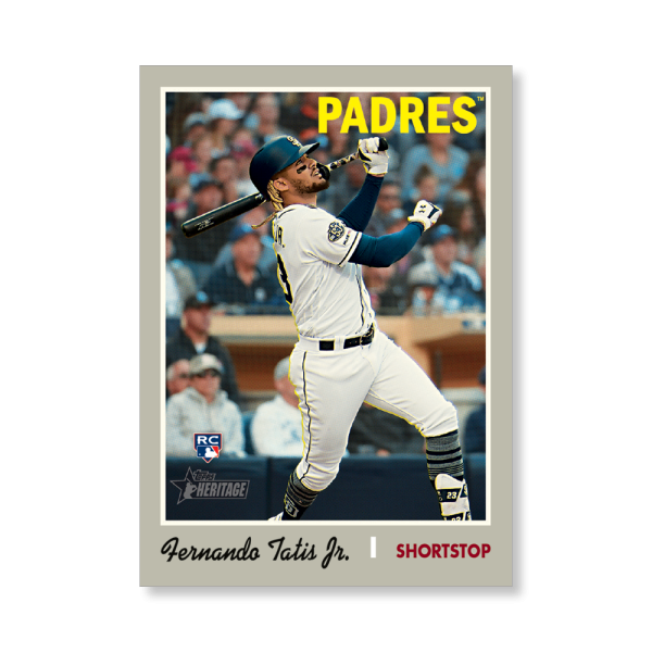 Fernando Tatis Jr. 2019 Heritage High Number Action Image Variations Poster # to 99- artbble-pos-19hbhn-2501-s