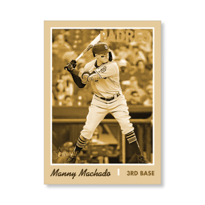 Manny Machado 2019 Heritage High Number Action Image Variations Poster Gold Ed. # to 1- artbble-pos-19hbhn-2503-gold-s