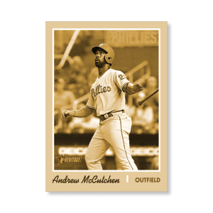 Andrew McCutchen 2019 Heritage High Number Action Image Variations Poster Gold Ed. # to 1- artbble-pos-19hbhn-2508-gold-s