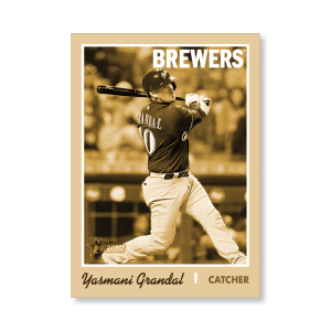 Yasmani Grandal 2019 Heritage High Number Action Image Variations Poster Gold Ed. # to 1- artbble-pos-19hbhn-2516-gold-s