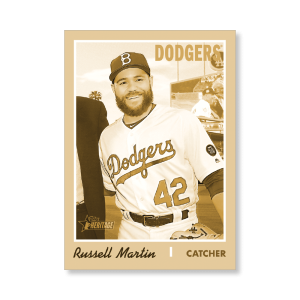 Russell Martin 2019 Heritage High Number Throwback Uniforms Poster Gold Ed. # to 1- artbble-pos-19hbhn-2610-gold-s