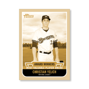 Christian Yelich 2019 Heritage High Number Award Winners Poster Gold Ed. # to 1- artbble-pos-19hbhn-3401-gold-s