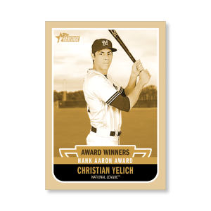 Christian Yelich 2019 Heritage High Number Award Winners Poster Gold Ed. # to 1- artbble-pos-19hbhn-3409-gold-s