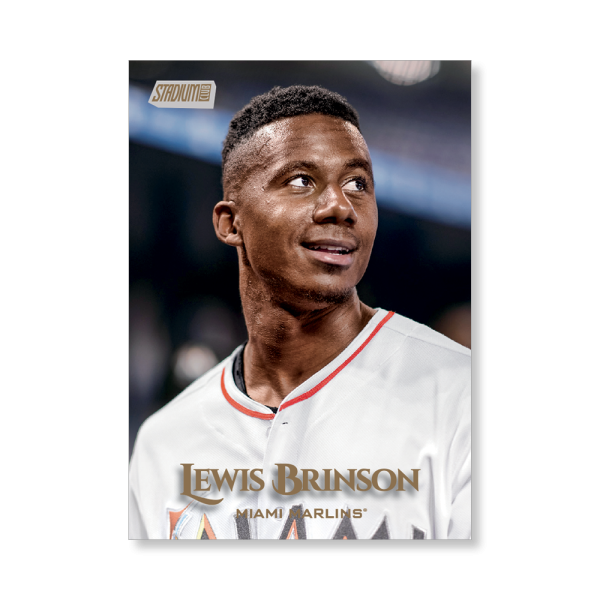 Lewis Brinson 2019 Topps Stadium Club Baseball Base Cards Poster Gold Ed. # to 1- artbble-pos-19scbb-1241-gold-s
