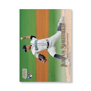 Justus Sheffield 2019 Topps Stadium Club Baseball Base Cards Poster Gold Ed. # to 1- artbble-pos-19scbb-1436-gold-s