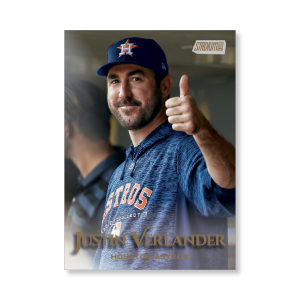 Justin Verlander 2019 Topps Stadium Club Baseball Base Card Variations Poster Gold Ed. # to 1- artbble-pos-19scbb-3243-gold-s