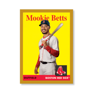 Mookie Betts 2019 Archives Baseball 1958 Topps Poster Gold Ed. # to 1- artbble-pos-19tabb-1003-gold-s