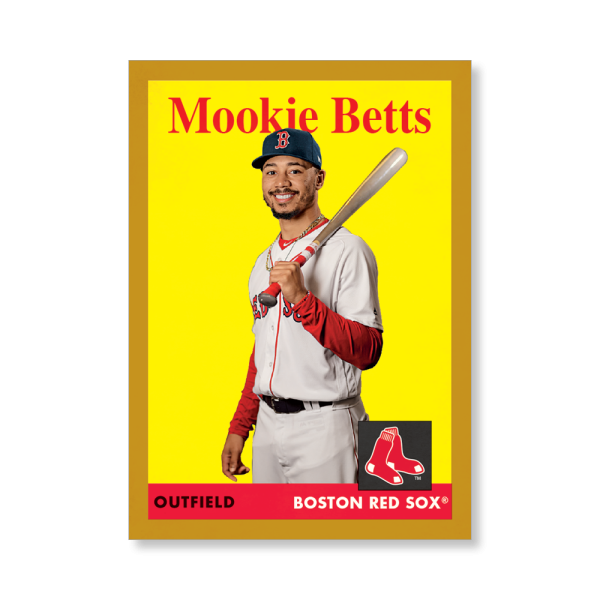 Mookie Betts 2019 Archives Baseball 1958 Topps Poster Gold Ed. # to 1- artbble-pos-19tabb-1003-gold-s