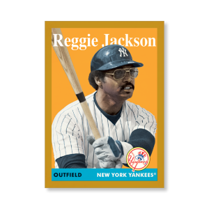 Reggie Jackson 2019 Archives Baseball 1958 Topps Poster Gold Ed. # to 1- artbble-pos-19tabb-1023-gold-s