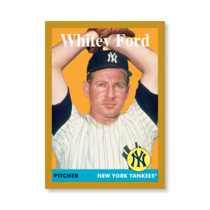 Whitey Ford 2019 Archives Baseball 1958 Topps Poster Gold Ed. # to 1- artbble-pos-19tabb-1050-gold-s