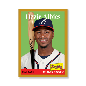 Ozzie Albies 2019 Archives Baseball 1958 Topps Poster Gold Ed. # to 1- artbble-pos-19tabb-1056-gold-s