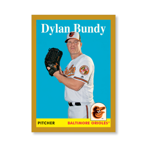 Dylan Bundy 2019 Archives Baseball 1958 Topps Poster Gold Ed. # to 1- artbble-pos-19tabb-1057-gold-s