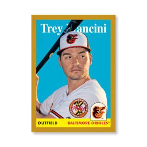 Trey Mancini 2019 Archives Baseball 1958 Topps Poster Gold Ed. # to 1- artbble-pos-19tabb-1058-gold-s