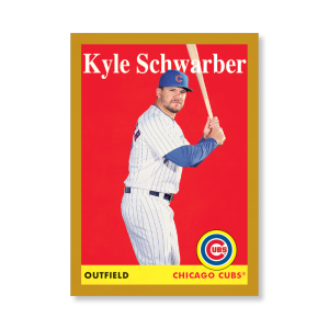 Kyle Schwarber 2019 Archives Baseball 1958 Topps Poster Gold Ed. # to 1- artbble-pos-19tabb-1060-gold-s